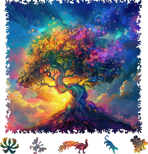 MYS AUR Wooden Puzzles for Adults, Colorful Tree of Life Jigsaw Puzzles