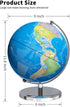 9" Illuminated World Globe with Stand - Educational Globe for Kids Learning, Colorful HD World Map Details