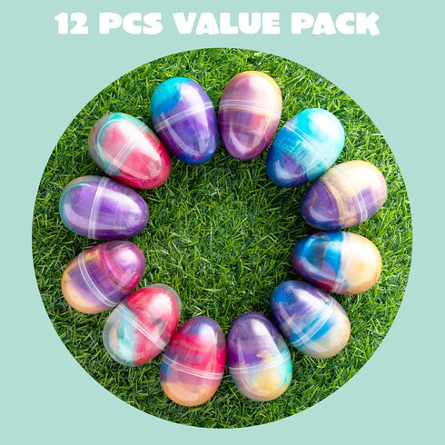 12 Joyin Pcs Prefilled Easter Eggs with Galaxy Slime, Colorful Putty with Toys, Stress Relief Sludge Toys for Kids