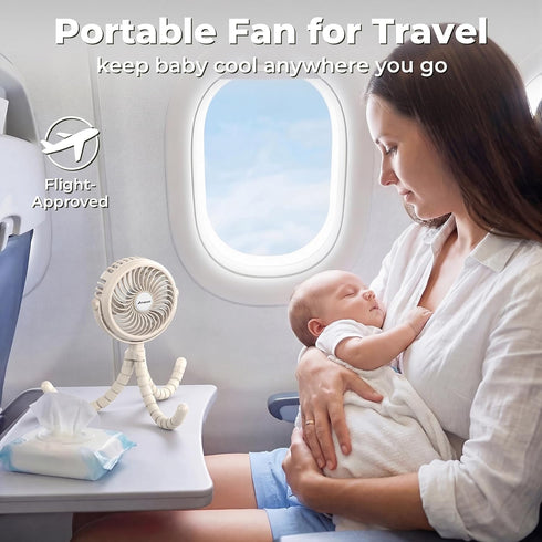 AMACOOL Battery Operated Stroller Fan, Baby Travel Essentials for Beach Disney, Newborn Boy & Girl Showers Gifts