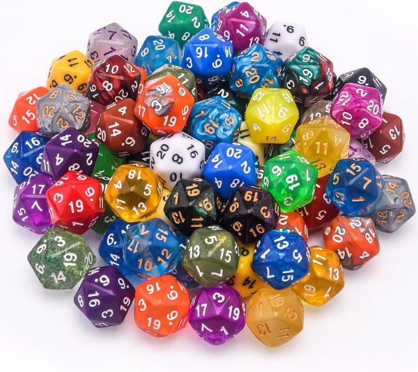 AUSTOR 70 Pieces 20 Sided Dice Mixed Color Polyhedral Dice Set 20