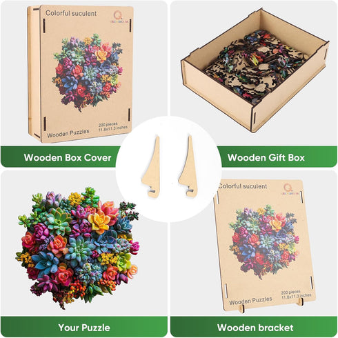 Adults,500Pieces Gift,17.2 16.6in Wooden Puzzles for Colorful Succulent Plants Jigsaw Puzzles,Unique Irregularly Shaped