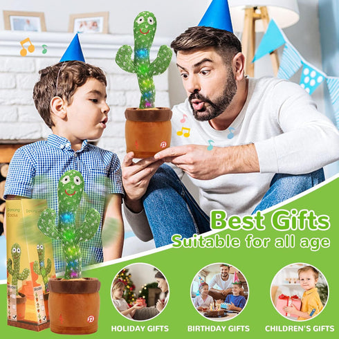Emoin Dancing Cactus Toy, Cute Plushies Talking Baby Toy for 0-6 Months, Sensory Musical Toy for Babies