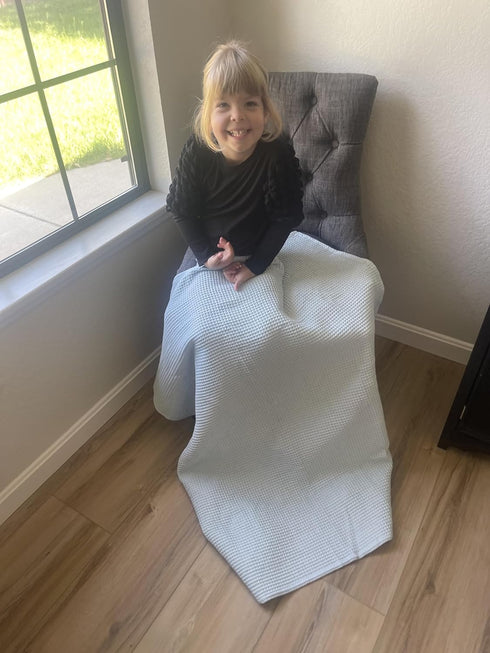 Soft & Cozy Baby Waffle Blanket, Lightweight Nursery Blankets for Boys Girls, Blue Swaddle Toddler Throw