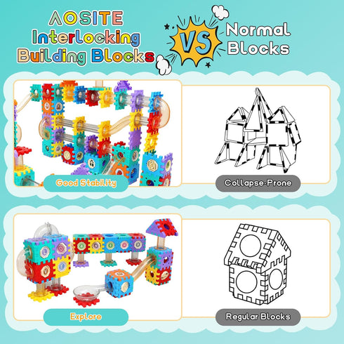 234 4 5 6 7 8 9 10 11 12Years, AOSITE PCS STEM Marble Run Building Learning Toy Kid Gift Construction Race Track