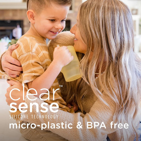 11 oz, 1 Olababy Clear Sense Silicone Tumbler with Handle & Straw Toddler & Kids Spill Proof Sippy Cup, Leak Resistant