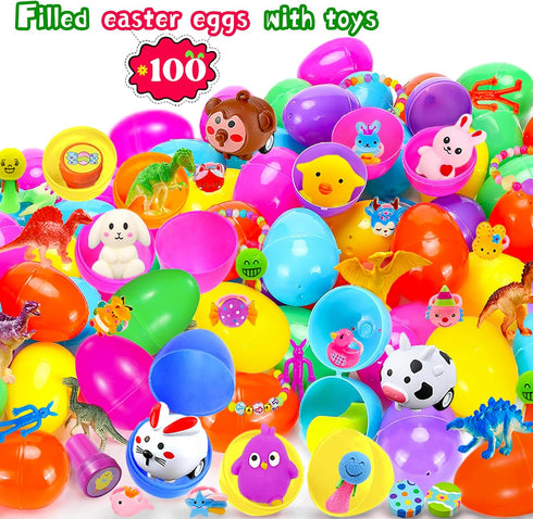 Phaorui 318 100 sets Pcs bulk Easter Egg with toys filled inside for kids, plastic Easter egg stuffed with toys self