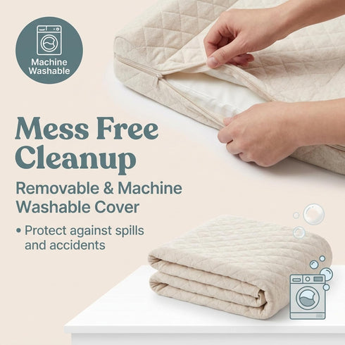 Contoured Baby Changing Pad Waterproof & Breathable Diaper Changing Pad | Removable Washable Cover, Non-Slip Base