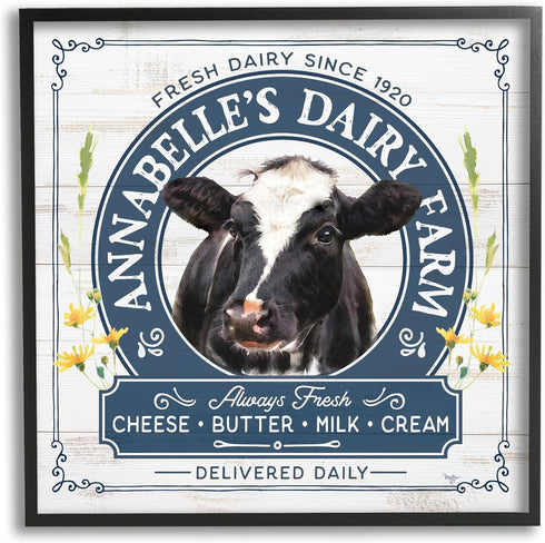 Stupell Industries Rustic Dairy Farm Ad Framed Giclee Art by Mollie B.