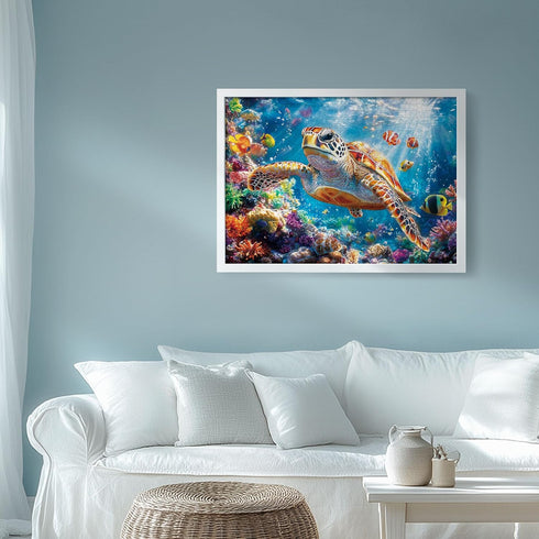 1000 1000 Puzzles for Adults Pieces- Sea Turtle Puzzle Piece, Challenging Ocean Jigsaw Puzzles with Letter on Back