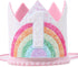 WAWUO Birthday Rainbow Girl Crown, Birthday Hat for Event Party Supplies