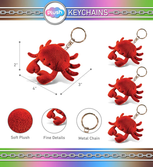 Backpack 4 Inches Puzzled Red Crab Plush Keychain Stuffed Animal Toy - Soft Ocean Life Animal Crab Charm Keyring, Cute