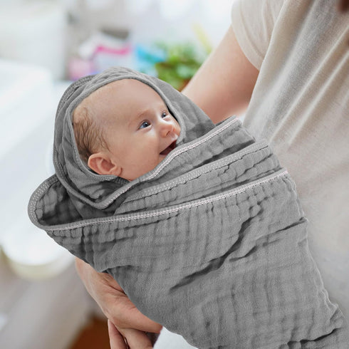 6 32"x 32" Peryiter Pcs Muslin Hooded Baby Towels, Cotton Newborn Bath Towel Muslin Infant Baby Blankets Absorbent