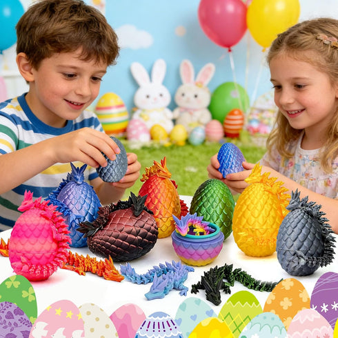Aesinos 18PCS 3D 3D 3D 3D (18PCS) Printed Dragon Eggs with Dragon Inside Easter Eggs Printed Dragon Easter Toys Mystery