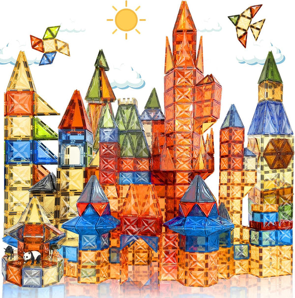 HarworLife 100 PCS Magnetic Tiles, Diamond Magnetic Blocks Building Set Magnet Tiles