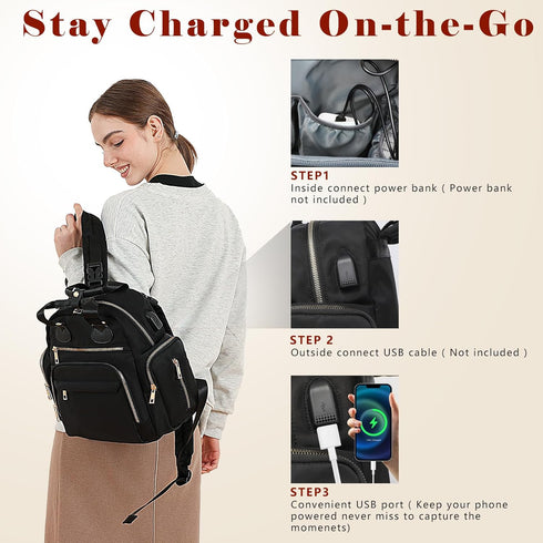 Backpack Pad,13 Diaper Bag Travel Baby Bag with Changing Pockets, Insulated Pockets,USB Charging Port,Baby Shower