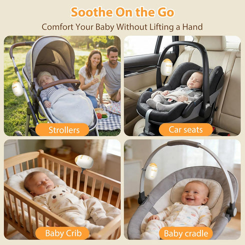 11 Baby Stroller Rocker with Adjustable Vibration Speed and Soothing White Noise, Hands-Free Rechargeable Sleep Soother