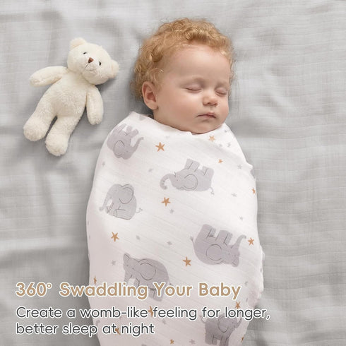 4 Pack 47 47 inches, david's kids Muslin Swaddle Blankets, Organic Cotton Baby Blankets, Breathable Soft Receiving