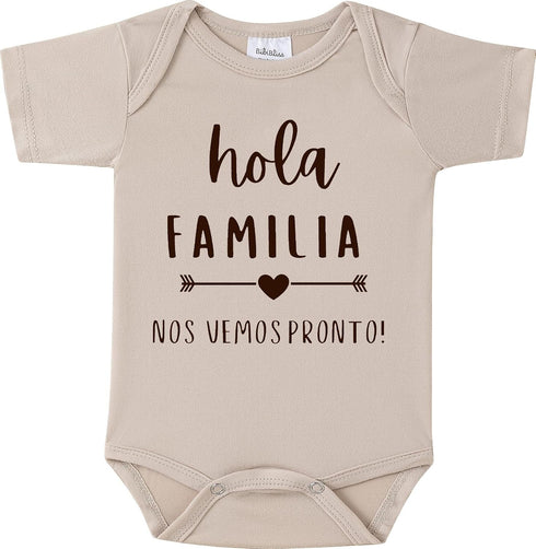 Hola Familia Nos Vemos Pronto Pregnancy Reveal Infant Bodysuit,0-3 Months Baby Announcement