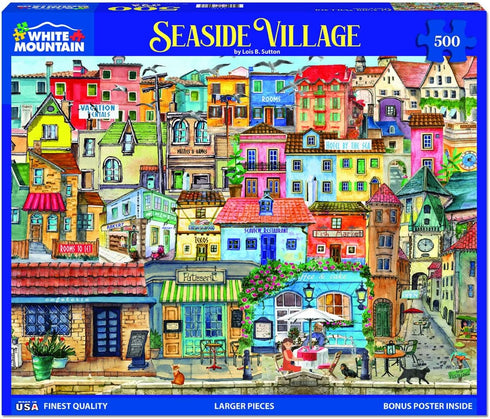 White Mountain - Seaside Village, 500 Piece Jigsaw Puzzle, Italy Puzzle, Hotel Puzzle