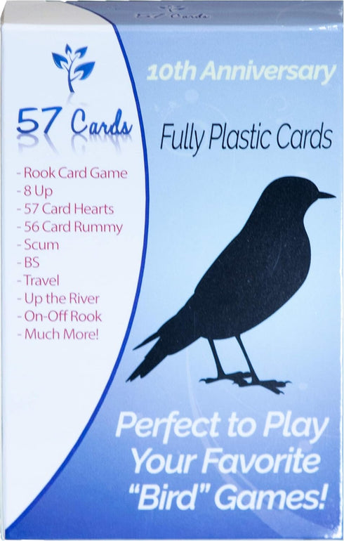 57 Cards Plastic Bird Cards 10th Anniversary Deck. Durable, Waterproof, & No Fraying.