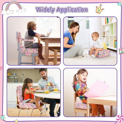 Vahlbeste 4 Booster Seat for Kitchen Chair with Backrest & Adjustable Straps, TPU Waterproof & Anti-Scratch Toddler