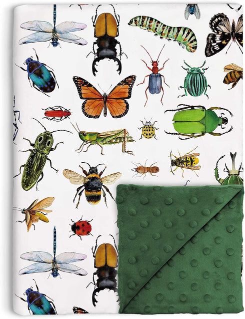 Buerhanerry Bugs Baby Blankets for Unisex Boys Girls, Soft Nursery Minky Blankets with