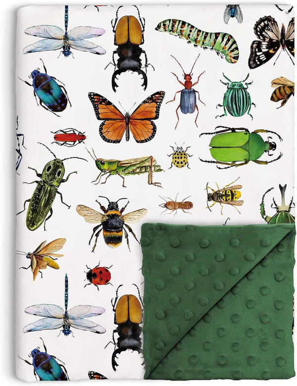 Buerhanerry Bugs Baby Blankets for Unisex Boys Girls, Soft Nursery Minky Blankets with