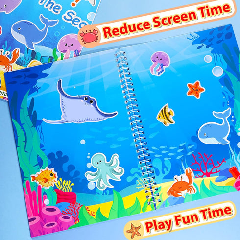 2-4 1-3, Jelly Sticker Books for Toddlers Years, Under The Sea Stickers for Kids Reusable Sticker Book for Toddler