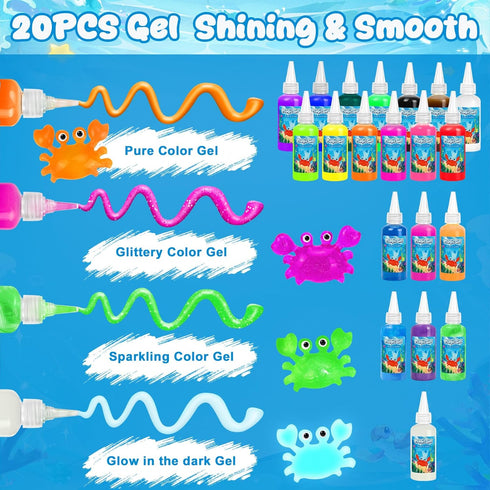 20 20 3D Set CL FUN Magic Gel Water Toy Elf: Aqua Squishy Maker DIY Gels with Fairy Animal Mold Kits - Handmade Magical