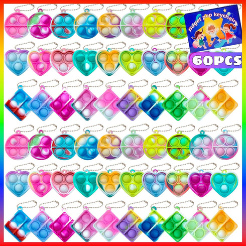 Pop Fidget Keychain, Mini Fidget Toys Bulk for Kids, Party Favors for Classroom Prizes