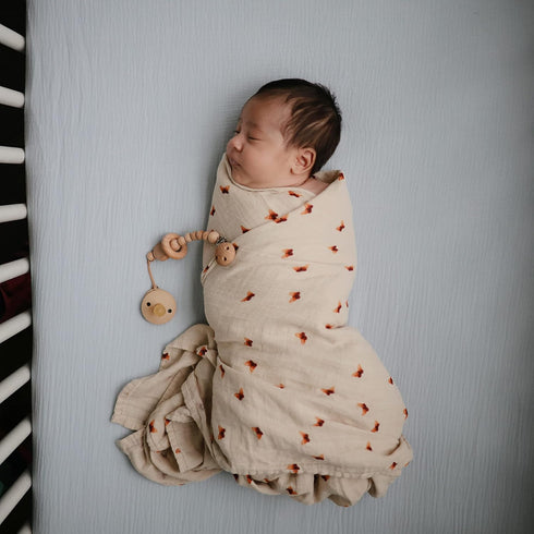 192 Count 28"x 52" mushie Extra Soft Muslin Fitted Crib Sheet | Thread | (Baby Blue)