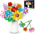 Flower Bouquet Building Set, 1009PCS DIY Plant Decoration, 12 Artificial Flowers for Ages 6+, Gift Idea
