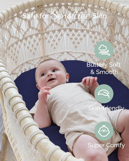 TotCare 20x30 Inch Sense2Snooze, 4 1, 3 Pack Bassinet Sheets for Graco Travel Lite Crib, My View in Dream Suite