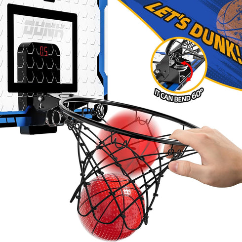 Over The Door Mini Basketball Hoop for Kids, Indoor Basketball Hoop with Scoreboard & 4 Balls, Sport Toys Gifts for