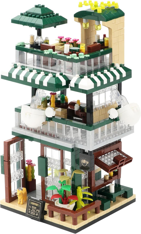 Street View Mini Building Blocks Coffee House Shop Store Kit, Educational Creative Toy for Boys Girls 1025 pcs