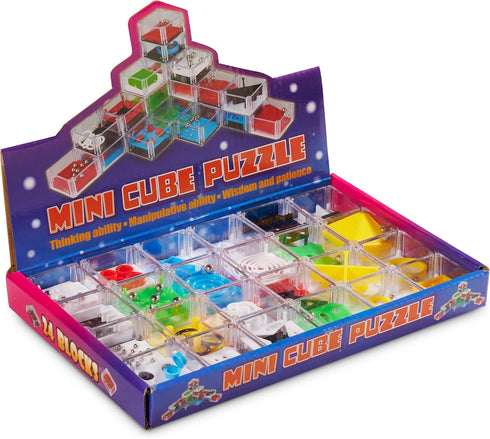 Bedwina Mini Cube Puzzle Box Set - 24 Pack 1.5 Inch 3D Brain Teaser Maze Ball Toy Puzzles for Kids, Teens, Adults