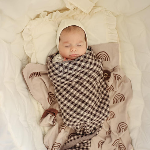 100% Checkered Baby Blanket for Baby Boys & Girls - Soft Fine Cotton Quilt Receiving Swaddle Stroller Nursery Bed
