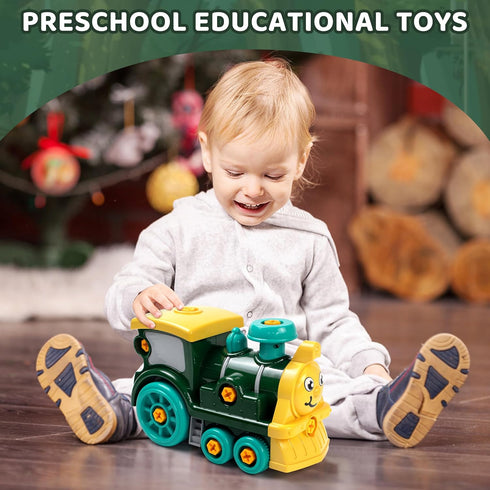 Brixlytoys Set 3-8 Toddler Take Apart Toy with Electric Drill, DIY Electric Toy Trains Disassembly, STEM Building