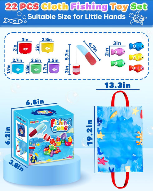 1 1 2 12-18 1-3 Montessori Toys for Year Old, Toddler Fishing Game with Stacking Cups, Learning Educational Toys