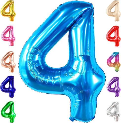 KatchOn Big Blue Number 4 Balloons - 40 Inch Blue 4th Birthday Balloons for Boys, Fourth Birthday Decorations