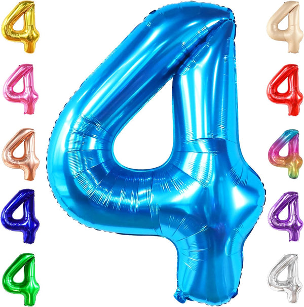 KatchOn Big Blue Number 4 Balloons - 40 Inch Blue 4th Birthday Balloons for Boys, Fourth Birthday Decorations