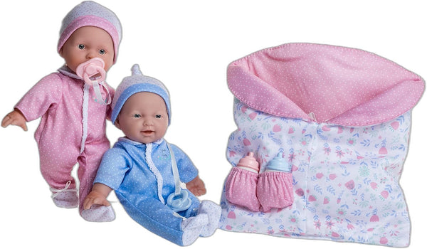 JC Toys La Baby 11" Soft Body Twin Baby Dolls with Accessories for Children