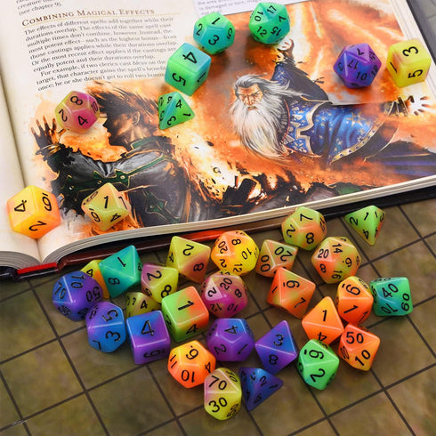 Glow in The Dark DND Dice Set, 11 x 7 Polyhedral Dice (77pcs) for Dungeons and Dragons Tabletop Role-Playing Games
