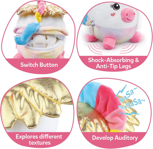 6-12 Tummy 48 6-12 Baby Girl Toys Months - Unicorn Crawling & Moving Musical Toy, Vibrating Time Baby Toy with Songs