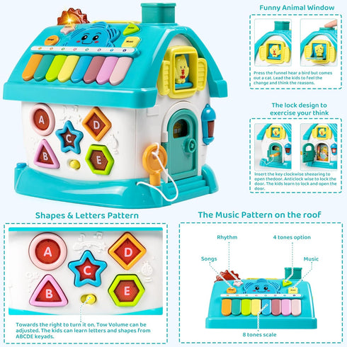 Marstone Baby Toys for 1 2 3 Year Old, 6-in-1 Montessori Toys with Sound/Lights/Music/Clock/Telephone/Car