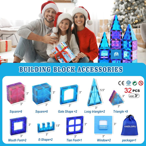 Magnetic Tiles 3D Frozen Kids Toys for Girls Age 4-7, Educational Building Blocks for Princess Castle Play