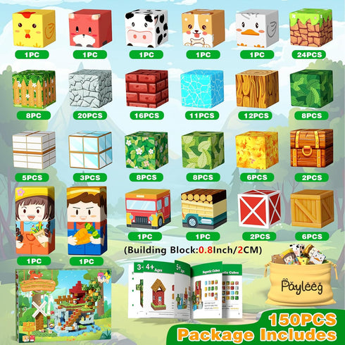 Set, 4-8, 5-7, 8-12, 3+ Magnetic Blocks, Forest Animals Magnet World Magnetic Building Cubes for Boys Girls Age STEM
