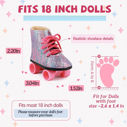 QSKJJI 18 inch 5 Shoes+2 18 Doll Accessories, Pairs of Doll Socks Doll Shoes Includes Snow Boots/Roller