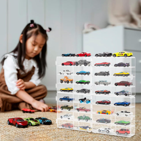 32 KISLANE Acrylic Display Case for Toy Cars & Matchbox Cars - Slots (Extra Large)